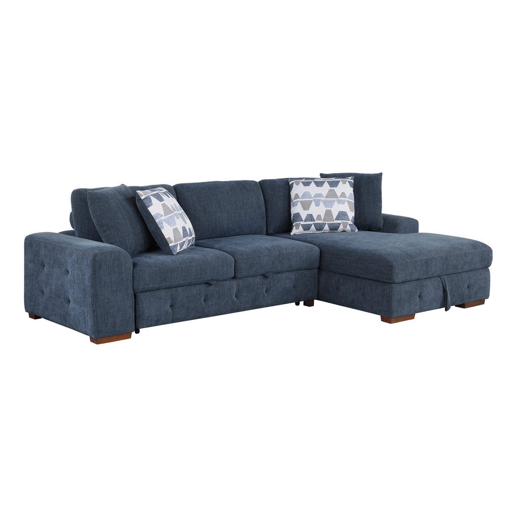 Chenille Fabric 2-Piece Sectional with Right Chaise