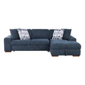 Chenille Fabric 2-Piece Sectional with Right Chaise