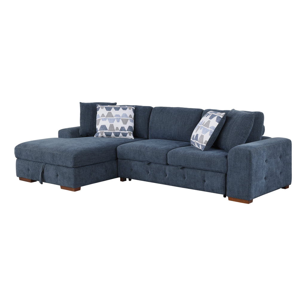 Chenille Fabric 2-Piece Sectional with Left Chaise