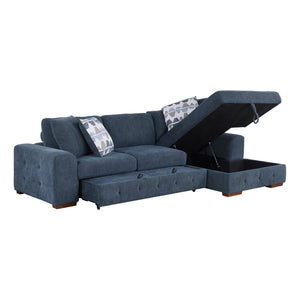 Chenille Fabric 3-Piece Sectional with Right Chaise and Ottoman