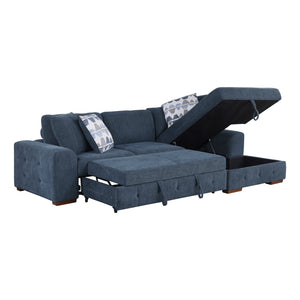 Chenille Fabric 3-Piece Sectional with Right Chaise and Ottoman