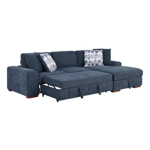 Chenille Fabric 3-Piece Sectional with Right Chaise and Ottoman