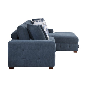 Chenille Fabric 3-Piece Sectional with Right Chaise and Ottoman