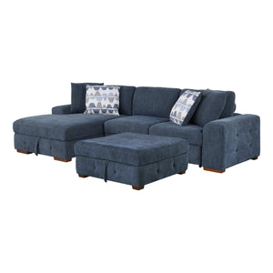 Chenille Fabric 3-Piece Sectional with Left Chaise and Ottoman