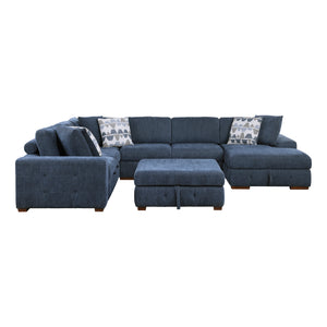 Chenille Fabric 5-Piece Sectional with Right Chaise and Storage Ottoman