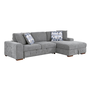 Chenille Fabric 3-Piece Sectional with Right Chaise and Ottoman