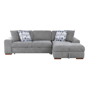 Chenille Fabric 3-Piece Sectional with Right Chaise and Ottoman