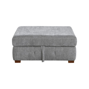 Chenille Fabric 3-Piece Sectional with Right Chaise and Ottoman