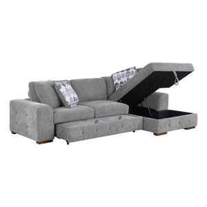 Chenille Fabric 3-Piece Sectional with Right Chaise and Ottoman