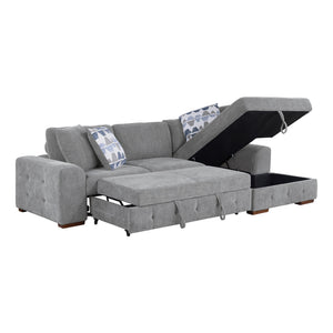 Chenille Fabric 3-Piece Sectional with Right Chaise and Ottoman