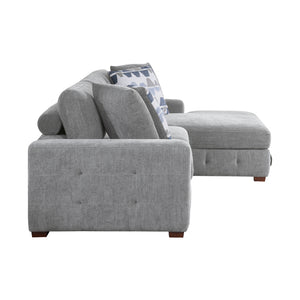 Chenille Fabric 3-Piece Sectional with Right Chaise and Ottoman