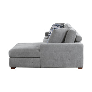 Chenille Fabric 3-Piece Sectional with Right Chaise and Ottoman