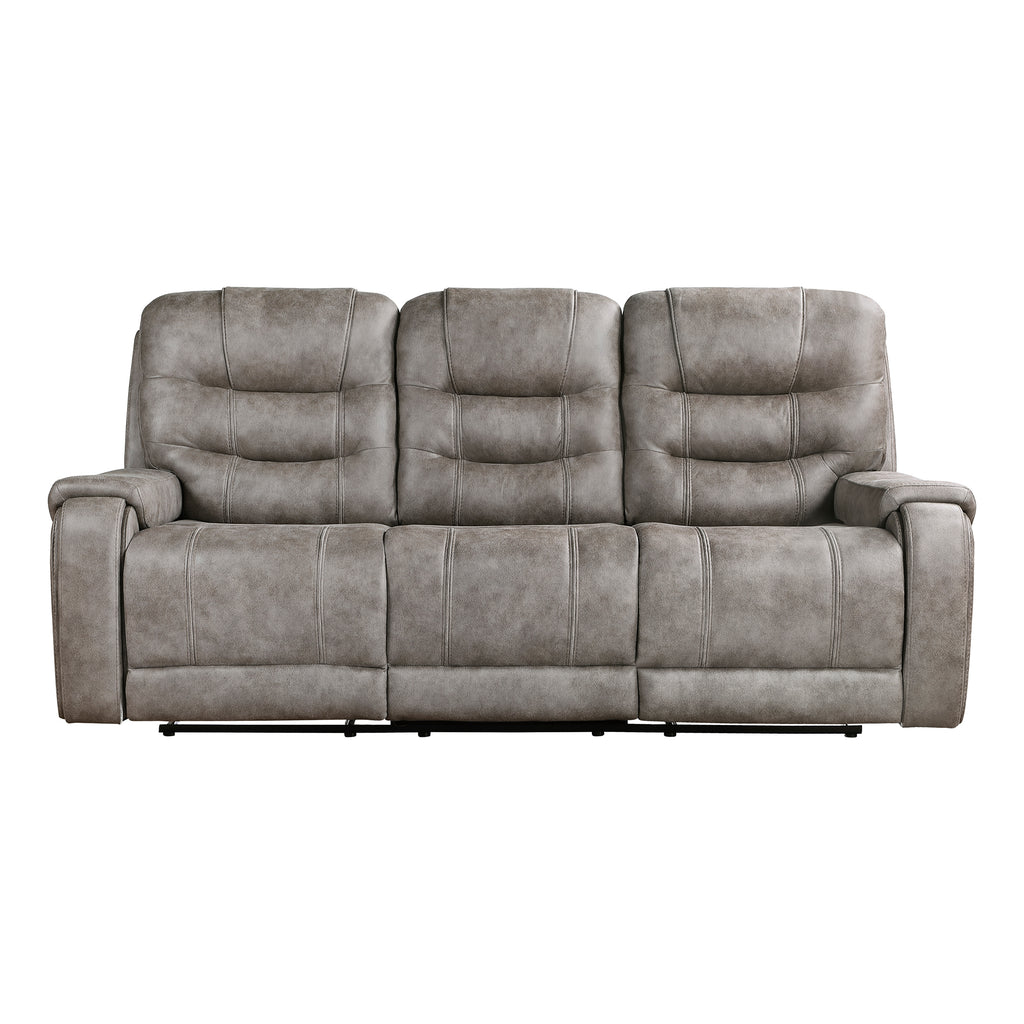 Polished Microfiber Double Reclining Sofa