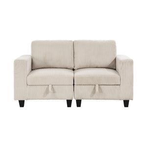 Corduroy Fabric Loveseat with Storage