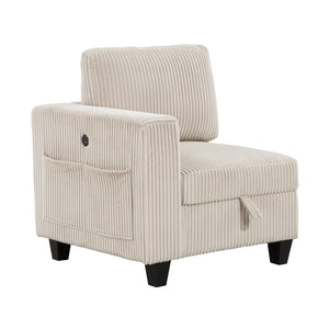 Corduroy Fabric Loveseat with Storage