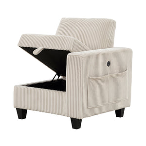 Corduroy Fabric Loveseat with Storage