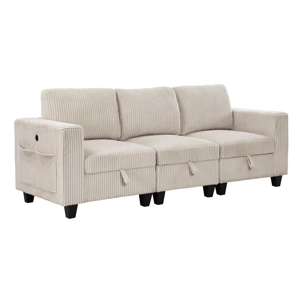 Corduroy Fabric Sofa with Storage