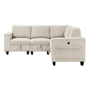 Corduroy Fabric 5-Piece Sectional Sofa with Storage