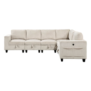 Corduroy Fabric 6-Piece Sectional Sofa with Storage