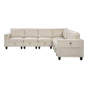 Corduroy Fabric 7-Piece Sectional Sofa with Storage