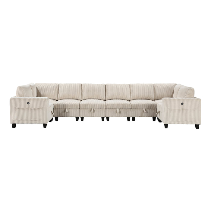 Corduroy Fabric 8-Piece Sectional Sofa with Storage