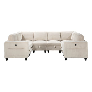 Corduroy Fabric 8-Piece Sectional Sofa with Storage