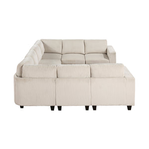 Corduroy Fabric 8-Piece Sectional Sofa with Storage