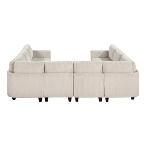 Corduroy Fabric 8-Piece Sectional Sofa with Storage