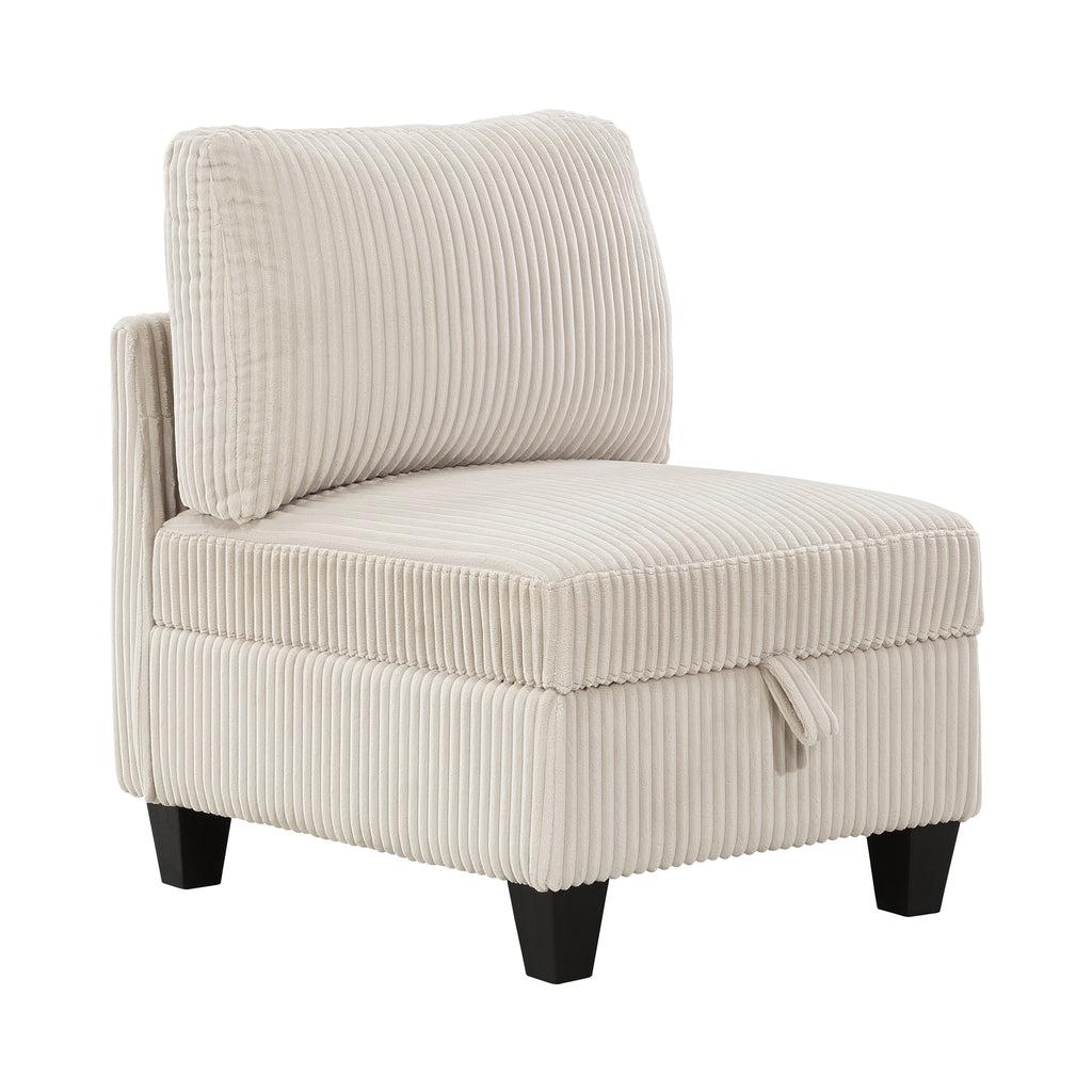 Corduroy Fabric Armless Chair with Storage