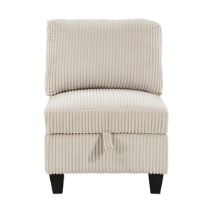 Corduroy Fabric Armless Chair with Storage