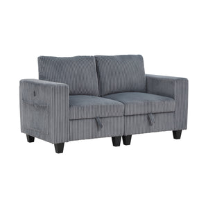 Corduroy Fabric Loveseat with Storage