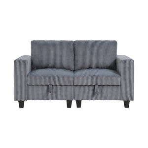 Corduroy Fabric Loveseat with Storage