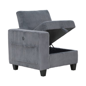 Corduroy Fabric Loveseat with Storage