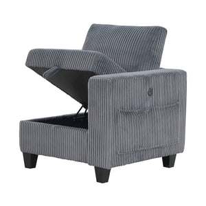 Corduroy Fabric Loveseat with Storage