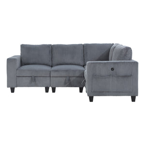 Corduroy Fabric 4-Piece Sectional Sofa with Storage