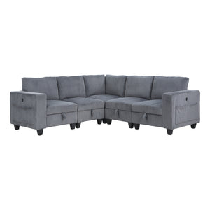 Corduroy Fabric 5-Piece Sectional Sofa with Storage