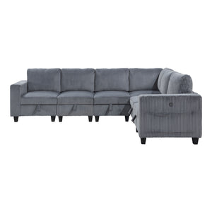 Corduroy Fabric 6-Piece Sectional Sofa with Storage