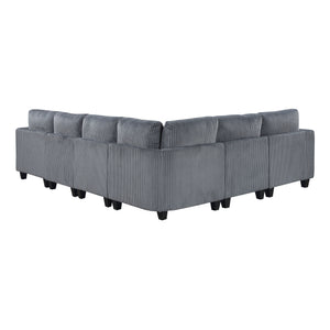 Corduroy Fabric 6-Piece Sectional Sofa with Storage