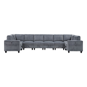 Corduroy Fabric 8-Piece Sectional Sofa with Storage