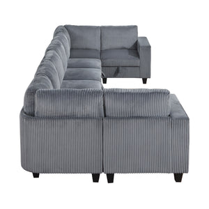 Corduroy Fabric 8-Piece Sectional Sofa with Storage