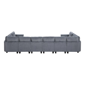 Corduroy Fabric 8-Piece Sectional Sofa with Storage