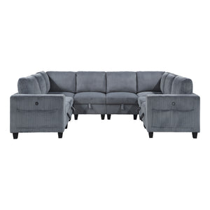 Corduroy Fabric 8-Piece Sectional Sofa with Storage