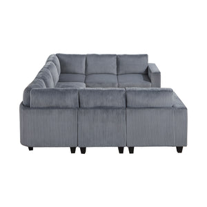 Corduroy Fabric 8-Piece Sectional Sofa with Storage