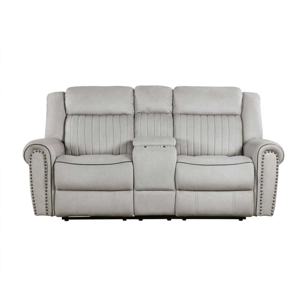 Textured Microfiber Power Double Reclining Loveseat