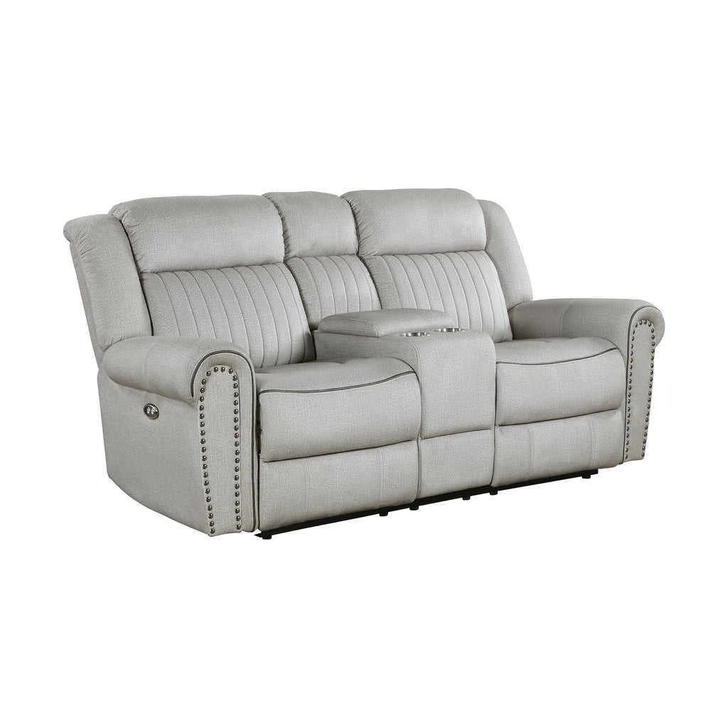 Textured Microfiber Power Double Reclining Loveseat