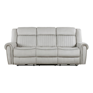 Textured Microfiber Power Double Reclining Sofa