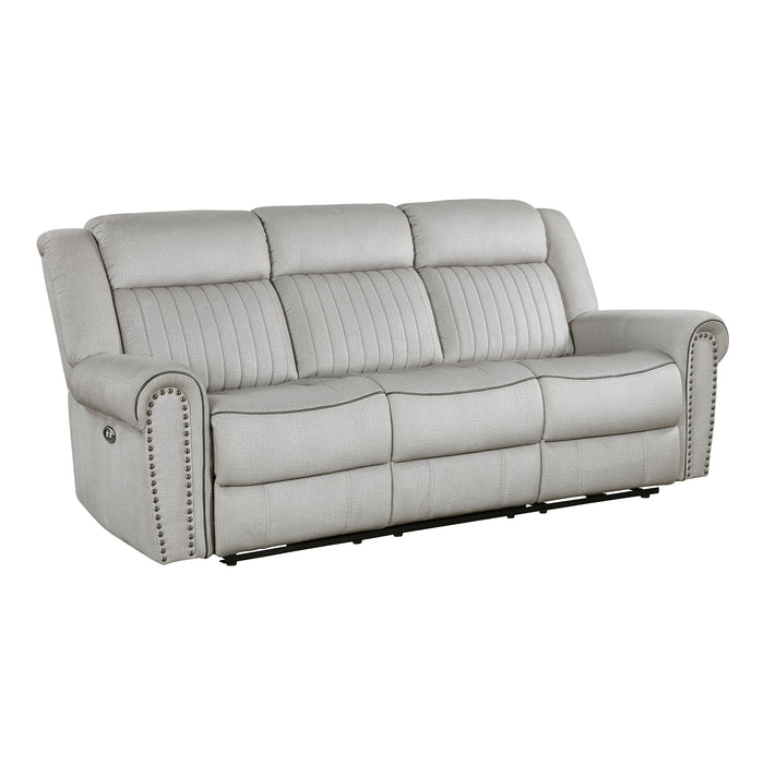 Textured Microfiber Power Double Reclining Sofa