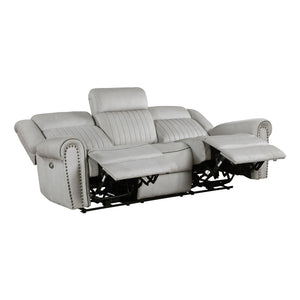 Textured Microfiber Power Double Reclining Sofa