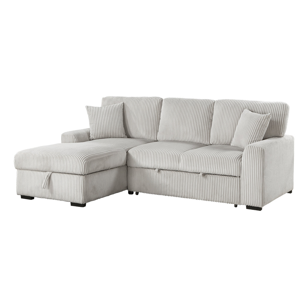 Corduroy Fabric 2-Piece Sectional with Left Chaise