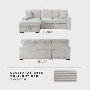 Corduroy Fabric 2-Piece Sectional with Left Chaise